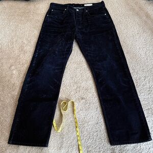 Zara Dark Indigo Mid Waist Relaxed Velvet Jeans. Size 10. EUC